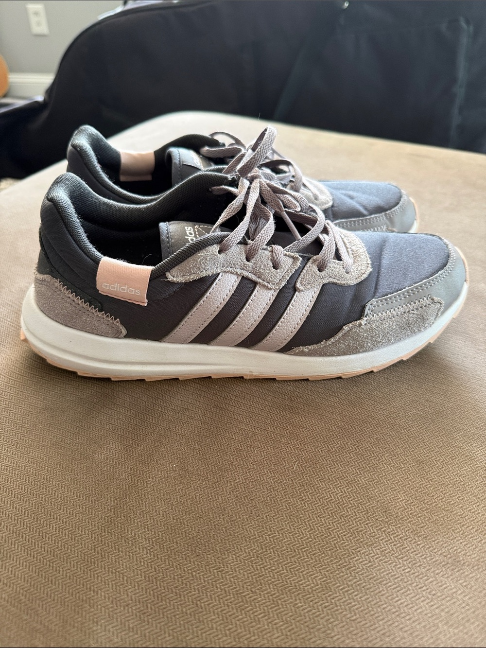 adidas Gray and Pink Retro Runner Sneakers
